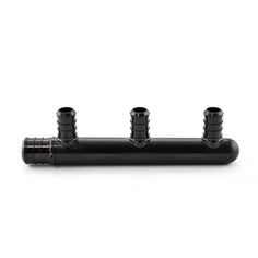 three black metal pipes on a white background