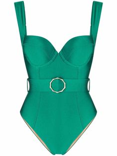 emerald green underwire cup adjustable shoulder straps low back belted waist Be mindful to try on swimwear over your own garments. Turquoise Swimsuit, Chic Resort Wear, Diy Corset, Honeymoon Wear, Beautiful Bathing Suits, Green Bathing Suits, High Neck Swimsuits, Long Sleeve Swimwear