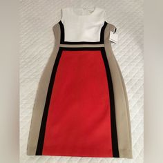 Calvin Klein Dress Size: 6 Color: Red , Black , White And Tan Brand New With Tags!! Chic Red Calvin Klein Dress, Calvin Klein Red, Calvin Klein Dress, Calvin Klein Dresses, Womens Calvin Klein, Calvin Klein, Colorful Dresses, Black White, Size 6