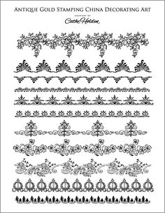 the antique gold stamping china decorating art pattern is shown in black and white