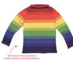 a colorful sweater is shown with instructions for how to make it