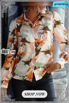 Shirt Collar Buckle Casual Blouse Buy Blouse, Collar Blouse, Casual Blouse, Spring Floral, Shirt Collar, News Design, Color Orange, Concept Design, Casual Women