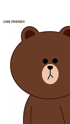 a brown teddy bear with the words line friends on it's chest and nose