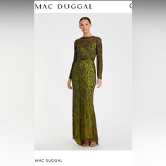 Brand New. Never Worn. Just Missed The Return Date Due To Family Loss. Luxury Green Cocktail Gown, Designer Green Dresses For Formal Occasions, Designer Green Formal Dresses, Mac Duggal Dress, Mac Duggal Dresses, Mac Duggal, Olive Green, Colorful Dresses, Size 4