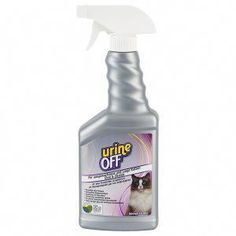 a bottle of urine - off cat deterant on a white background with a black and white cat