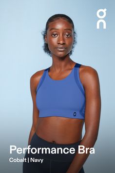 This sports bra with built-in padding provides medium to high support and plenty of sweat-wicking. For sprints, HIIT and anything with a bit of bounce Medium to high support - With light padding, stay supported for all your medium to high-impact activities. Choose to wear it on its own or as a comfy layer, the high neckline is not only on-trend, but gives you added coverage. Sweat-wicking fabrics - We’ve used technical fabric throughout the Performance Bra to wick sweat away from your skin as fa Hill Sprints, High Neckline, The High, Cobalt, High Performance, Sports Bra, Built In, Bra, Navy