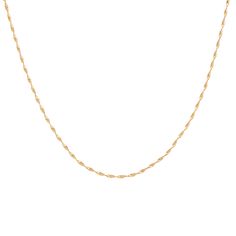 This diamond-cut twist chain adds a little sparkle and shine to any ensemble. Crafted in 14K yellow gold, this slim classic chain features a cut in a twirling pattern that catches the light beautifully. | Diamond-Cut Twist Chain | 14K Yellow Gold, Necklace | Size 18" | Helzberg Diamonds Elegant 14k Gold Tarnish Resistant Rope Chain Necklace, Elegant Gold Diamond-cut Rope Chain Necklace, Elegant Gold Diamond Cut Rope Chain Necklace, Jewelry Staples, 14k Yellow Gold Necklace, Helzberg Diamonds, Yellow Gold Necklace, White Gold Chains, Necklace Size