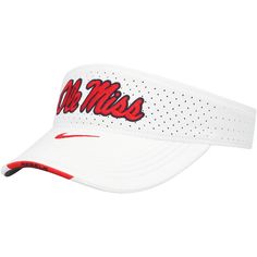 Keep the sun out of your eyes in the same fashion as the Ole Miss Rebels coaches with this Sideline visor from Nike. It uses moisture-wicking Dri-FIT technology to deliver a continuously dry and comfortable feel. An adjustable strap lets you customize the fit of this Ole Miss Rebels visor for maximum comfort. Sporty Breathable Visor For Spring, Sporty White Visor For Summer, Sporty Spring Sports Visor, White Sports Visor For Spring, Spring Sports White Visor, White Outdoor Visor With Upf 50+, White Visor With Upf 50+ For Outdoor, White Spring Sports Visor, Sporty Visor For Sports Events