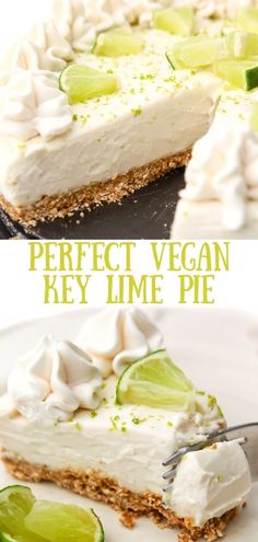 a slice of key lime pie on a plate