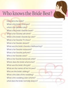 a question card with the words who knows the bride best?