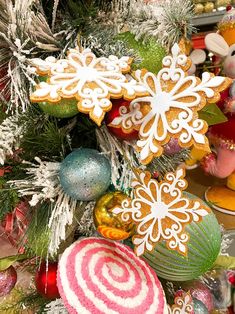 a christmas tree with ornaments and decorations on it