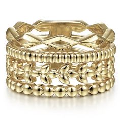 Four rows of textured stackable rings with alternating finishes comprise this one band of high polished ring with gleaming Bujukan details. Includes ring box Includes jewelry appraisal Free shipping on this item Ships fully insured to point of delivery Fine Jewelry Stackable Wide Band Ring For Anniversary, Luxury Stackable Yellow Gold Rings, Formal Stackable Wide Band Ring, Luxury Stackable Open Band Jewelry, Luxury Stackable Engraved Ring, Stackable Dome Ring For Formal Occasions, Luxury Stackable Open Band, Fine Jewelry Yellow Gold Stackable Cluster Ring, Elegant Stackable Yellow Gold Wide Band Ring