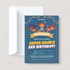 a birthday card with an image of two cartoon characters on the front and back of it