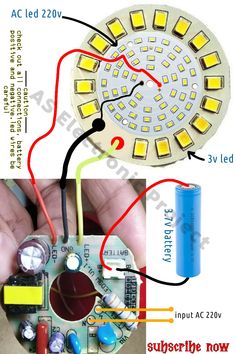 Emergency LED light circuit diagram Electrical Panel Wiring, Electrical Engineering Projects, Electronics Projects For Beginners, Basic Electronic Circuits, Basic Electrical Wiring, Home Electrical Wiring, Diy Amplifier, Electronic Circuit Design, Electrical Circuit Diagram