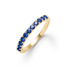 The perfect stackable ring! This half eternity ring offers a timeless design for September birthdays with eleven 2 mm Sapphire gemstones prong set in 14k gold. This comfortable, lightweight band ring stacks well with so many styles including Greenwich, Grand and Rosecliff. Choose your child’s birthstone for a sparkly s Fine Jewelry Sapphire Ring With Half Eternity Band, Classic Stackable Sapphire Ring With Round Band, Classic Half Eternity Sapphire Ring, Classic Sapphire Ring With Half Eternity Band, Blue Diamond Wedding Band, Birthstone Wedding Band, Sapphire Birthstone, Wedding Bands For Her, Zierlicher Ring