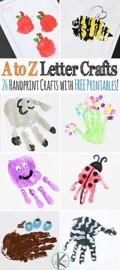 handprint crafts with free printables for kids to do at the zoo letter crafts