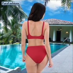 Step into the season in style with this stunning Solid Red High Waisted Bikini from PuraFashions.com. Crafted with double-layered fabric for extra durability and removable padding for unbeatable comfort, this bikini was made for an effortless summer look! Get ready to wow in this luxurious look! • Fabric composition in the EU: 88% recycled polyester, 12% elastane • Fabric weight in the EU (may vary by 5%): 6.78 oz/yd² (230 g/m²) • Fabric composition in MX: 81% REPREVE recycled polyester, 19% LYC Red Tankini With Built-in Bra For Pool, Red Tankini With Built-in Bra For Vacation, Red Pool Tankini With Built-in Bra, Red Vacation Tankini With Built-in Bra, Red Swimwear With Built-in Bra For Vacation, Red Underwire Tankini For Poolside, Water Bottle Bag, Layered Fabric, Solid Red