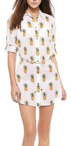 pineapple print casual beach shirt Envy Clothing, Unique Clothes For Women, Preppy Style Summer, Beach Shirt, Shirt Dresses, Style Guide, Preppy Style