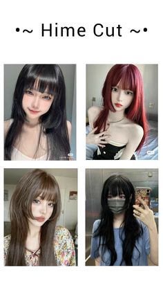 Hime Haircut Long, Brown Hime Haircut, Hime Haircut Long Straight, Layered Hime Cut With Bangs, Hime Cut Long Hair No Bangs, Xiaohongshu Hairstyle Tutorial Bangs, Emo Shag, Hime Haircut, Hime Cut