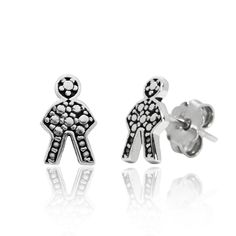 The Little Boy Star Earrings are a refined pair of sterling silver jewels, enhanced by a figure of a boy with an elegant pavé effect. Each earring features a delicately sculpted little boy, whose surface is adorned with a simulation of small diamonds that capture and reflect light beautifully. This pavé effect adds a touch of brilliance and sophistication, making the earrings perfect for adding an accent of elegance and joy to any outfit. Owning an Unaloe jewel for the pleasure and emotion of we Silver Star-shaped Diamond Earrings As Gift, Hypoallergenic Sterling Silver Star Earrings, Silver Star Clip-on Earrings For Gift, Hypoallergenic Star-shaped Sterling Silver Hoop Earrings, Adjustable Star-shaped Sterling Silver Earrings, Alphabet Jewelry, Stocking Fillers For Her, Italian Craftsmanship, Silver Jewels