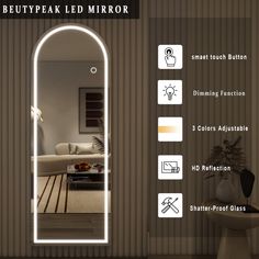 BEAUTYPEAK 64" x 21" LED Arched Full Length Mirror Standing Floor Mirror,White Floor Mirror Decor, Arched Full Length Mirror, Mirror Standing, Corner Floor Lamp, Large Wall Mirror, White Mirror, Dressing Mirror, Mirror Shop, Color Changing Lights