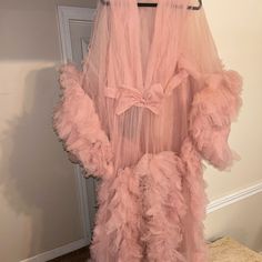 Blush Tulle Robe, Worn Once, Sheer, Floor Length, Excellent Condition, Handmade Sleepwear Robe, Women's Intimates, Floor Length, Pink Ladies, Blush, Pink, Women Shopping, Quick Saves, Color