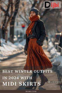 Outfits With Midi Skirts, Winter Midi Skirt, Midi Skirt Outfit Ideas, Skirt Outfit Ideas, Skirt Winter