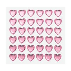 many pink hearts are arranged in rows on a white background