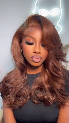 Brown Lace Front Wig, Brown Lace Front, Body Wave Lace Front Wigs, Honey Brown Hair, Frontal Wig Hairstyles, Wig Install, Chocolate Brown Hair, Dyed Hair Inspiration