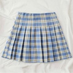 Tartan Mini Pleated Skirt Size Small Blue. New! Never Worn It. In Great Condition Please Reference Pictures. Tartan Pleated Skirt, Blue Pleated Skirt, Rok Mini, Mini Pleated Skirt, Estilo Preppy, Style Preppy, Hem Skirt, Plaid Mini Skirt, Pleated Mini Skirt