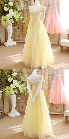 Princess Prom Dress, Belle Dresses, Dream Prom Dress, Princess Prom Dresses, Lemon Chiffon, Prom Dresses Yellow, Tulle Evening Dress