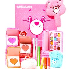 Fun 13 Pc Care Bears X Sheglam Make Up Collection Includes: 12 Pallete Eyeshadow Catch Some Fun Highlighter Puff 3 Colored Eyeliners 3 Contour Blushes 3 Lip Glosses 1 Blue Carrying Pouch For Glosses 1 Hand Mirror All In Original Box With Original Packaging. New Unopened & Unused. A Great Makeup Gift! Care Bear Makeup Collection, Stitch Makeup Kit, Eyeliner Verde, Winter Make Up, Fancy Cosmetics, Bear Makeup, Purple Eyeliner, Pink Thanksgiving, Alat Makeup