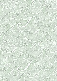 an abstract background with wavy lines and waves in white on light green by design pics