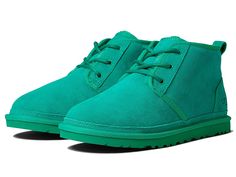 UGG Neumel - Women's Lace up casual Shoes : Emerald Green : Enjoyed rugged, outdoor sensibility with legendary UGG® comfort. Full grain leather or suede upper with a traditional lacing system for easy on-and-off wear. Fully lined in luxurious, UGGpure wool. It's a luxurious, natural wool woven into a durable backing that enhances the overall product experience. UGGpure delivers a plush sensory experience with every wear. Generously cushioned footbed is lined in UGGpure wool. Treadlite by UGG out Winter Outdoor Lace-up Chukka Boots, Green High-top Lace-up Casual Boots, Casual Green High-top Lace-up Boots, Casual Lace-up Boots With Suede Lining, Casual Winter Chukka Boots For Outdoor, Casual High-top Lace-up Boots With Suede Lining, Green Casual Lace-up Boots, Casual Green Lace-up Boots, Casual Waterproof Chukka Boots For Walking