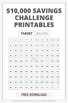 the printable $ 10, 000 savings challenge game is shown in this graphic file