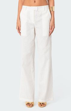 Arya Linen Look Pants White Relaxed Wide Leg Pants With Elastic Waistband, White Linen Pants For The Beach, White Linen Pants For Beach, Relaxed White Wide-leg Bottoms, Relaxed White Wide Leg Bottoms, White Relaxed Straight Pants, Relaxed White Wide-leg Pants, Relaxed White Straight Pants, Relaxed White Straight Bottoms