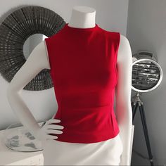 Fitted Red Top, Back Zipper, Size Medium Still With Tag, Size Xs Worn Once Chic Red High Neck Top, Red Top, The Limited, Womens Tops, Size Medium, Zipper, Red, Women Shopping, Color