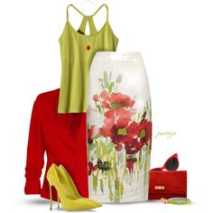 Poppin' Fresh Poppies, created by rockreborn on Polyvore Classy Skirts, Business Skirt, Lady Like, Pencil Skirt Outfits, Skirt Pencil, Trendy Skirts, Trendy Fashion Outfits, Winter Trends