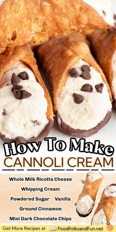 an advertisement for how to make cannoli cream