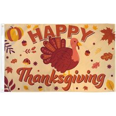 a happy thanksgiving banner with a turkey on it