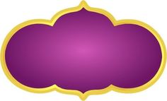 a purple cloud with gold trim around the edges is shown in this image, it appears to be an empty space for text