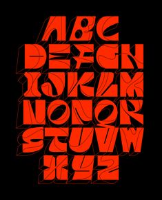 an orange and black poster with the words abc design