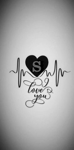 the word love you is written in cursive writing on a white background with a black heart