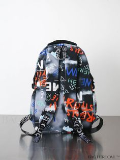 BagForLove - Versatile Colorblock Letter Print Backpack for Students and Graduates, Ideal for School and Outdoor Activities Product Description Color Multicolor Strap Type Adjustable Details Buckle Composition 100% Nylon Pattern Type Letter Bag Size Medium Material Polyamide Style Preppy Closure Type Zipper Type Classic Backpack Features High-capacity Size Chart INCH CM Handle Height Strap Length Bag Height Bag Width Bag Length 3.1 inch 31.5 inch 18.5 inch 5.9 inch 12.2 inch Handle Height Strap Trendy School Backpack With Letter Print, Casual Multicolor Backpack For School, Casual Bags With Letter Print For Streetwear, Casual Letter Print Bags For Streetwear, Casual Streetwear Bag With Letter Print, Multicolor Casual Backpack For Back To School, Casual Multicolor Backpack For Back To School, Casual Rectangular Backpack With Letter Print, Casual Black Backpack With Letter Print