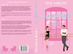 a book cover with an image of two people standing in front of a pink building