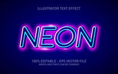 neon text effect in the style of neon lights on a dark background with blue and pink colors