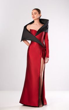 Edward Arsouni Couture FW654 Bordeaux-Black Edward Arsouni, Glamour Dress, فستان سهرة, Peregrine, Simply Chic, Glam Dresses, Fashion Images, Fashion Line, Couture Dresses