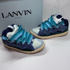 Lanvin Curb Skate Shoes Blue Green Suede Leather Braided Laces Sneakers Nwt Msrp $1000 Mens Size: Eu 42 (Us Size: 9) Brand New Never Worn With Shoe Box, Tissue And Dust Bag Accepting Offers Lanvin Sneakers, Pretty Sneakers, Trendy Shoes Sneakers, Lanvin Shoes, Pretty Shoes Sneakers, Green Sneakers, Lace Sneakers, Hype Shoes, Colorful Shoes