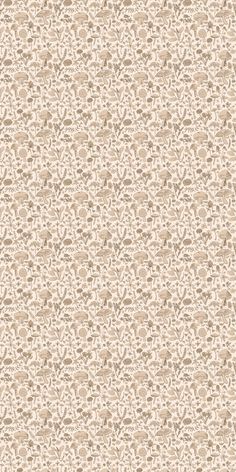 a beige and white wallpaper with small leaves on the bottom right corner, in an ornate pattern