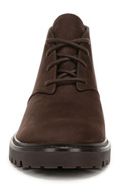 Grounded on a sturdy lugged sole, this updated chukka boot still features the clean lines and simple detailing that make it a versatile, everyday favorite. Lace-up style Leather upper and lining/synthetic sole Imported Brown Leather Chukka Boots With Lug Sole, Brown Lace-up Chukka Boots With Lug Sole, Casual High-top Chukka Boots With Goodyear Welt, Leather Chukka Boots With Lug Sole Plain Toe, Leather Chukka Boots With Lug Sole, Leather Desert Boots With Lug Sole, Brown Chukka Boots With Lug Sole, Casual Brown Desert Boots With Lug Sole, Casual Boots For Derby In Fall